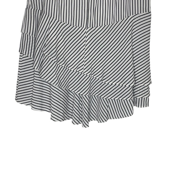 Ann Taylor Cream and Black Stripe Ruffle High Low Skirt size 6P - Picture 6 of 10